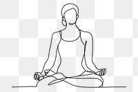 Lifestyle png line art, yoga woman, simple drawing illustration