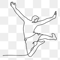 Jumping png line art, person jumping, simple drawing illustration