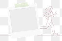 Woman running png frame, instant photo element graphic