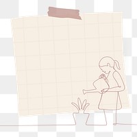 Sticky note png frame, doodle illustration, cute collage element