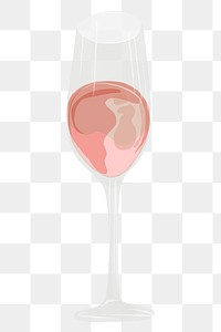 Champagne glass png sticker, pink alcoholic drinks illustration