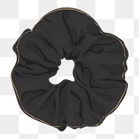 Black scrunchie png sticker, feminine essential hair band illustration