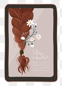 Beauty blogger tablet png illustration, floral feminine aesthetic design