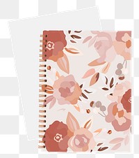 Floral journal png stationery sticker, feminine illustration