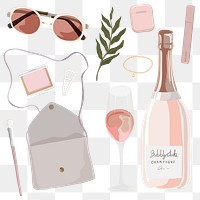 Aesthetic influencer lifestyle png sticker, feminine illustration collection