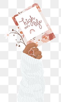 Woman holding postcard png, feminine transparent illustration