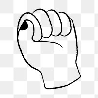 Hand gesture png, fist sticker, cute doodle design