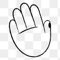Hand palm png sticker, cute doodle sticker, black and white design