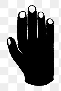 Hand stop png sign, cute doodle sticker, black and white design