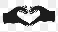 Heart png hands sticker, love doodle