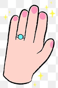 Feminine hand palm png doodle, colorful clipart on transparent background