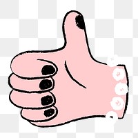 Thumbs up png doodle, feminine hand sticker