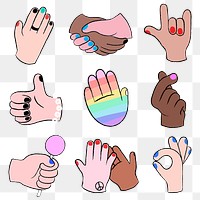 Love equality, LGBTQ hand gestures set