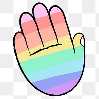 LGBTQ+ palm png hand sticker, colorful doodle on transparent background