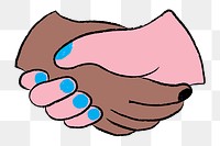Handshake png doodle, diverse, hand gesture illustration