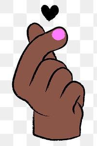 Black hand png finger heart, love sticker design