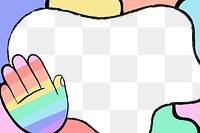 LGBTQ+ rainbow png frame background, cute pastel doodle in transparent design