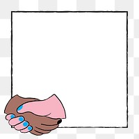 Handshake doodle png frame background, doodle with diversity theme