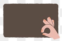 Brown doodle png frame background, ok hand gesture in transparent design