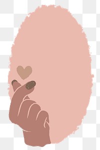 Mini heart png frame, transparent background, love hand sign doodle