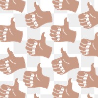 Thumbs up background png transparent, hand doodle pattern in brown