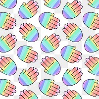 LGBTQ+ rainbow background png transparent, hand doodle pattern