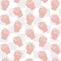 Raised fist png transparent background, doodle pattern with empowerment concept