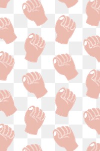 Raised fist png transparent background, doodle pattern with empowerment concept