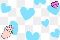 Heart pattern png transparent background, cute blue doodle