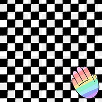 Checkered pattern png transparent background, LGBTQ+ rainbow hand doodle