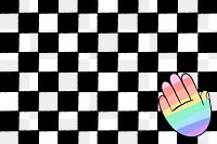 Checkered pattern png transparent background, LGBTQ+ rainbow hand doodle