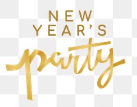 New Year png sticker, gold holiday greeting typography