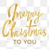 Merry Christmas png sticker, gold holiday greeting typography