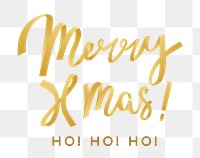 Merry Xmas png sticker, gold holiday greeting typography