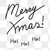 Png Christmas greeting sticker typography, ink hand drawn design