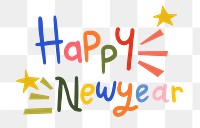 Png Happy New Year sticker typography, festive greeting