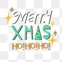 Merry Xmas sticker png typography, festive lettering design