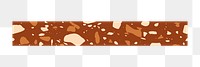 Brown terrazzo washi tape png marble pattern collage sticker element for scrapbook and digital journal