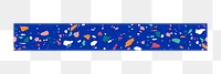 Blue terrazzo washi tape png marble pattern collage sticker element for scrapbook and digital journal