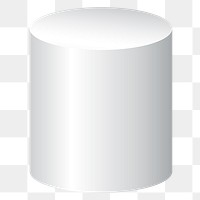 3D cylinder png element, geometric shape in white on transparent background