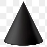Cone png, 3D geometrical shape in black on transparent background