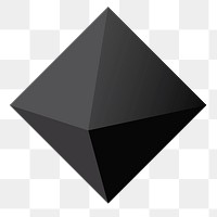 Octahedron png, 3D geometrical shape in black on transparent background