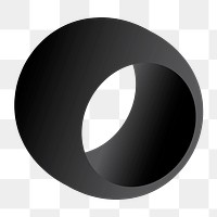 Black ring png shape, 3D rendering geometric element on transparent background