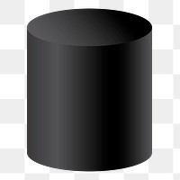 Black cylinder png shape, 3D rendering geometric element on transparent background