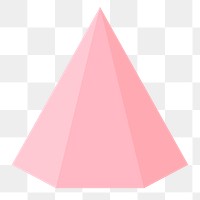 3D hexagonal pyramid png element, geometric shape in pink on transparent background