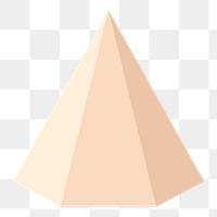 Beige hexagonal pyramid png shape, 3D rendering geometric element on transparent background