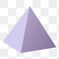 Square pyramid png, 3D geometrical shape in purple on transparent background