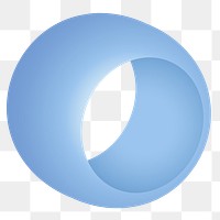 Blue ring png shape, 3D rendering geometric element on transparent background