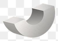 Semi-circle png, 3D geometrical shape in gray on transparent background