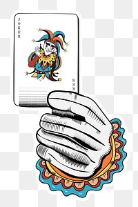 Hand with joker poker card png